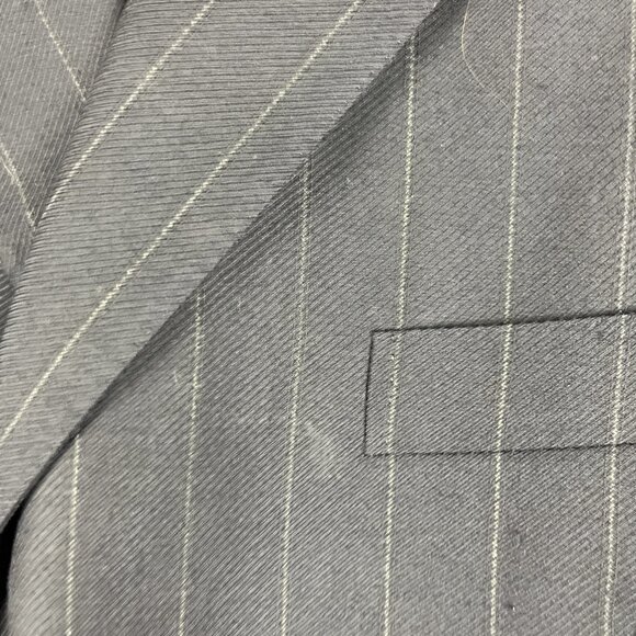 ERMENEGILDO ZEGNA Fine Worsted Super 100 Black Blazer White Chalk stripe Sz 56R - Picture 10 of 16